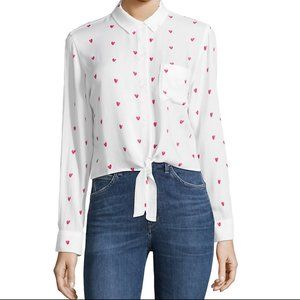 RAILS - Val Lipstick Hearts Tie-Front Blouse Sz S